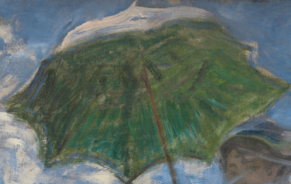 Woman with a Parasol  - Detail of the parasol and sky, illustrating Monet's use of light and colour